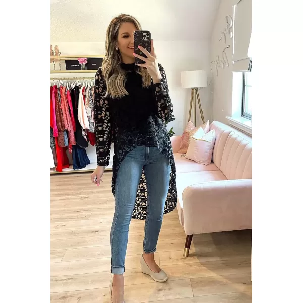 imagePRETTYGARDEN Womens Long Sleeve Round Neck High Low Asymmetrical Irregular Hem Casual Tops Blouse Shirt DressBlack