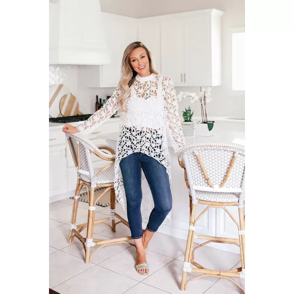 imagePRETTYGARDEN Womens Long Sleeve Round Neck High Low Asymmetrical Irregular Hem Casual Tops Blouse Shirt DressWhite