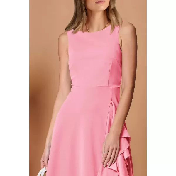 imagePRETTYGARDEN Womens Midi Summer Dresses Sleeveless Flared A Line Asymmetrical Ruffle Flowy Cocktail Party DressLight Pink