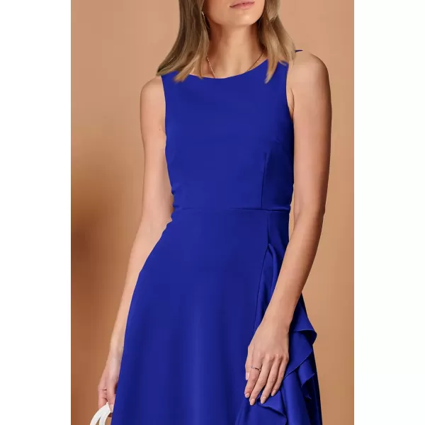 imagePRETTYGARDEN Womens Midi Summer Dresses Sleeveless Flared A Line Asymmetrical Ruffle Flowy Cocktail Party DressRoyal Blue