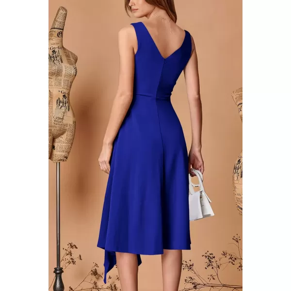 imagePRETTYGARDEN Womens Midi Summer Dresses Sleeveless Flared A Line Asymmetrical Ruffle Flowy Cocktail Party DressRoyal Blue