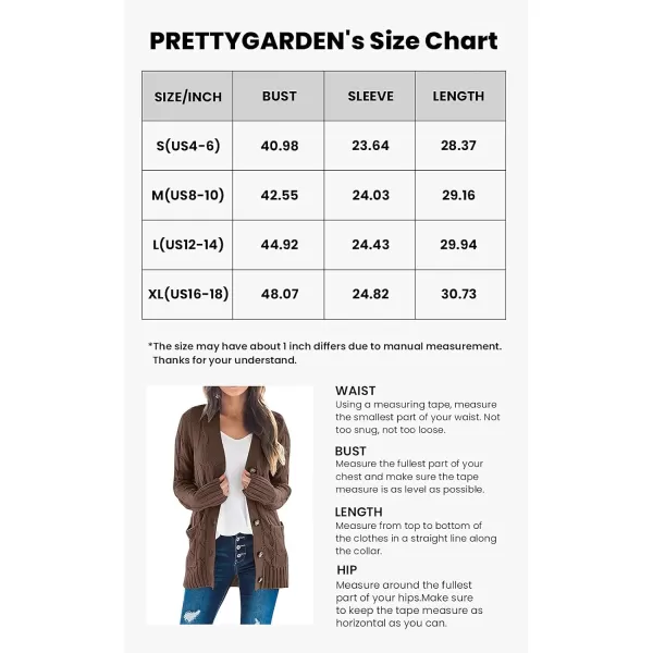 imagePRETTYGARDEN Womens Open Front Cardigan Sweaters Fashion Button Down Cable Knit Chunky Outwear CoatsCoffee