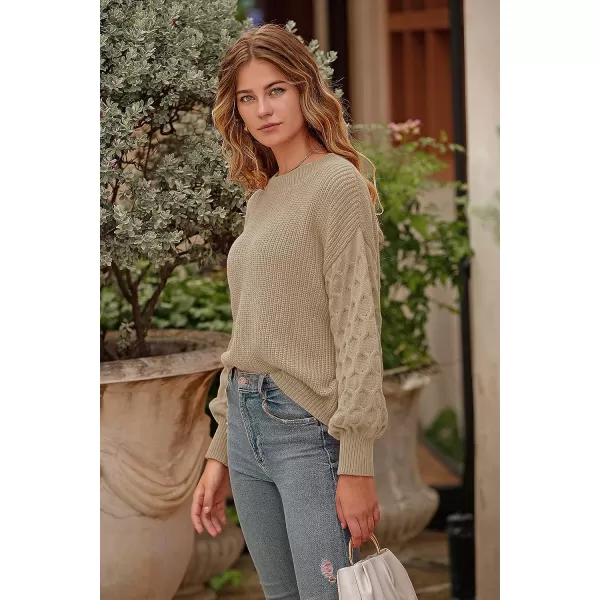 imagePRETTYGARDEN Womens Pullover Sweater Casual Long Sleeve Crewneck Loose Chunky Knit Jumper TopsApricot