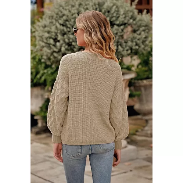 imagePRETTYGARDEN Womens Pullover Sweater Casual Long Sleeve Crewneck Loose Chunky Knit Jumper TopsApricot