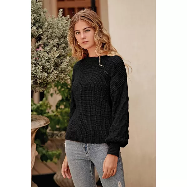 imagePRETTYGARDEN Womens Pullover Sweater Casual Long Sleeve Crewneck Loose Chunky Knit Jumper TopsBlack