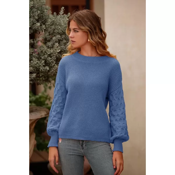 imagePRETTYGARDEN Womens Pullover Sweater Casual Long Sleeve Crewneck Loose Chunky Knit Jumper TopsBlue