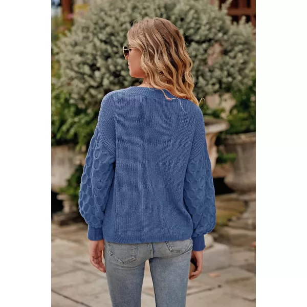 imagePRETTYGARDEN Womens Pullover Sweater Casual Long Sleeve Crewneck Loose Chunky Knit Jumper TopsBlue