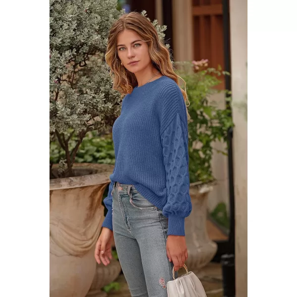 imagePRETTYGARDEN Womens Pullover Sweater Casual Long Sleeve Crewneck Loose Chunky Knit Jumper TopsBlue