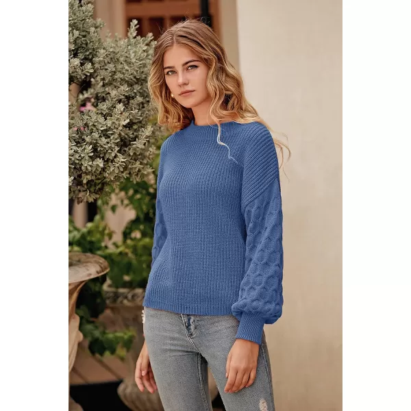 imagePRETTYGARDEN Womens Pullover Sweater Casual Long Sleeve Crewneck Loose Chunky Knit Jumper TopsBlue