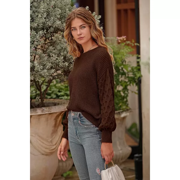 imagePRETTYGARDEN Womens Pullover Sweater Casual Long Sleeve Crewneck Loose Chunky Knit Jumper TopsCoffee