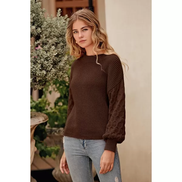 imagePRETTYGARDEN Womens Pullover Sweater Casual Long Sleeve Crewneck Loose Chunky Knit Jumper TopsCoffee