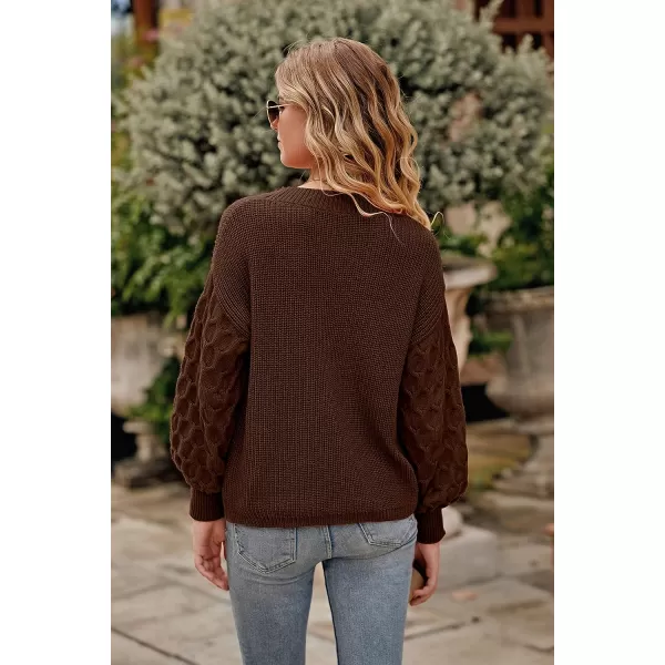 imagePRETTYGARDEN Womens Pullover Sweater Casual Long Sleeve Crewneck Loose Chunky Knit Jumper TopsCoffee