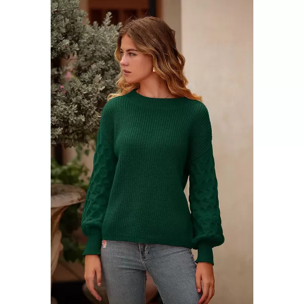 imagePRETTYGARDEN Womens Pullover Sweater Casual Long Sleeve Crewneck Loose Chunky Knit Jumper TopsDark Green
