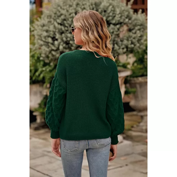 imagePRETTYGARDEN Womens Pullover Sweater Casual Long Sleeve Crewneck Loose Chunky Knit Jumper TopsDark Green