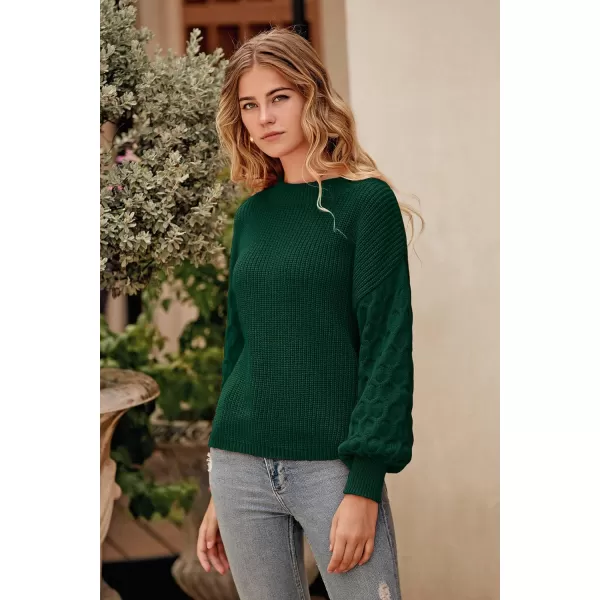 imagePRETTYGARDEN Womens Pullover Sweater Casual Long Sleeve Crewneck Loose Chunky Knit Jumper TopsDark Green