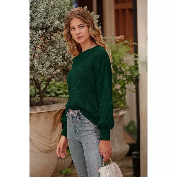 imagePRETTYGARDEN Womens Pullover Sweater Casual Long Sleeve Crewneck Loose Chunky Knit Jumper TopsDark Green
