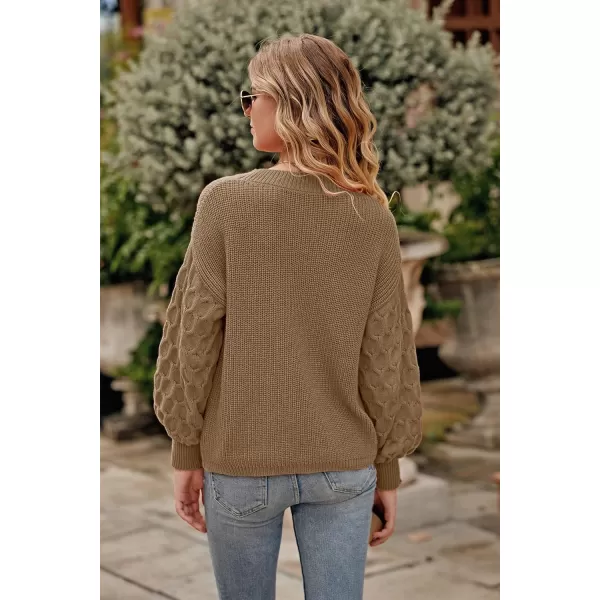 imagePRETTYGARDEN Womens Pullover Sweater Casual Long Sleeve Crewneck Loose Chunky Knit Jumper TopsKhaki