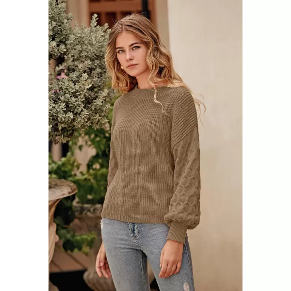 imagePRETTYGARDEN Womens Pullover Sweater Casual Long Sleeve Crewneck Loose Chunky Knit Jumper TopsKhaki