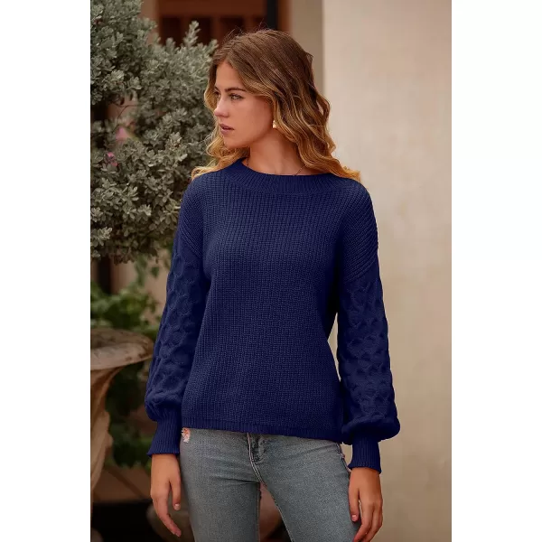 imagePRETTYGARDEN Womens Pullover Sweater Casual Long Sleeve Crewneck Loose Chunky Knit Jumper TopsNavy
