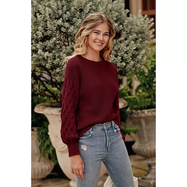 imagePRETTYGARDEN Womens Pullover Sweater Casual Long Sleeve Crewneck Loose Chunky Knit Jumper TopsRed