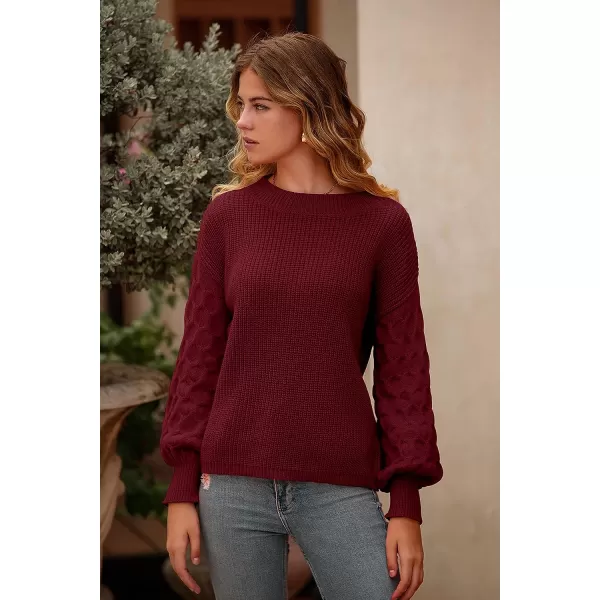 imagePRETTYGARDEN Womens Pullover Sweater Casual Long Sleeve Crewneck Loose Chunky Knit Jumper TopsRed