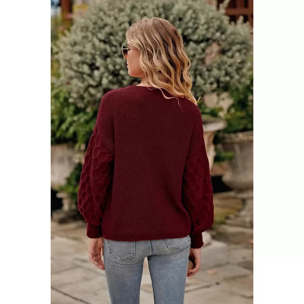 imagePRETTYGARDEN Womens Pullover Sweater Casual Long Sleeve Crewneck Loose Chunky Knit Jumper TopsRed