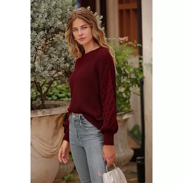 imagePRETTYGARDEN Womens Pullover Sweater Casual Long Sleeve Crewneck Loose Chunky Knit Jumper TopsRed