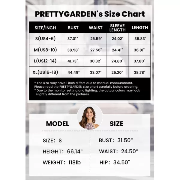 imagePRETTYGARDEN Womens Short ALine Flare Dress Knot Front Long Sleeve V Neck Tiered Ruffle Swing Mini Skater DressesPink Floral