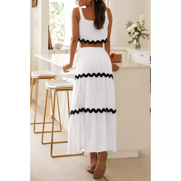 imagePRETTYGARDEN Womens Summer 2 Piece Beach Outfit Casual Sleeveless Cropped Tank Top High Waisted Maxi Skirt SetWhite