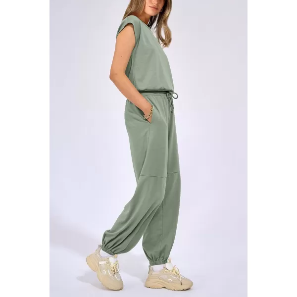 imagePRETTYGARDEN Womens Summer 2 Piece Tracksuit Outfit Casual Cap Sleeve Tops High Waist Pants Set LoungewearLight Green
