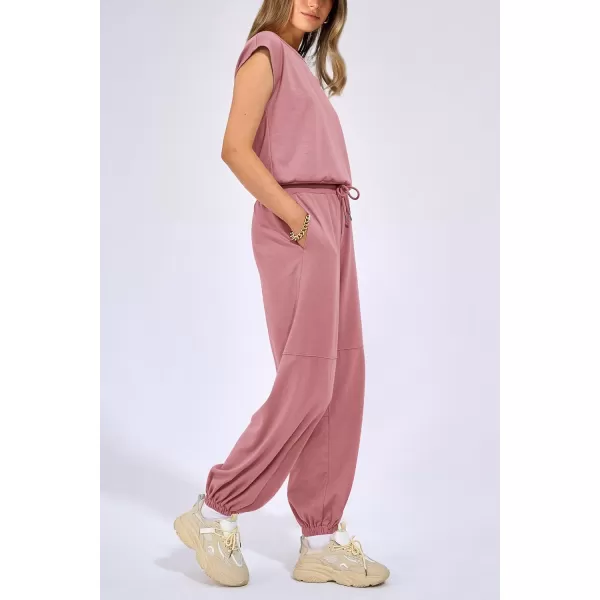 imagePRETTYGARDEN Womens Summer 2 Piece Tracksuit Outfit Casual Cap Sleeve Tops High Waist Pants Set LoungewearLight Pink