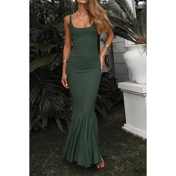imagePRETTYGARDEN Womens Summer Bodycon Long Maxi Dress Sleeveless Scoop Neck Mermaid Formal Cocktail Party DressesArmy Green