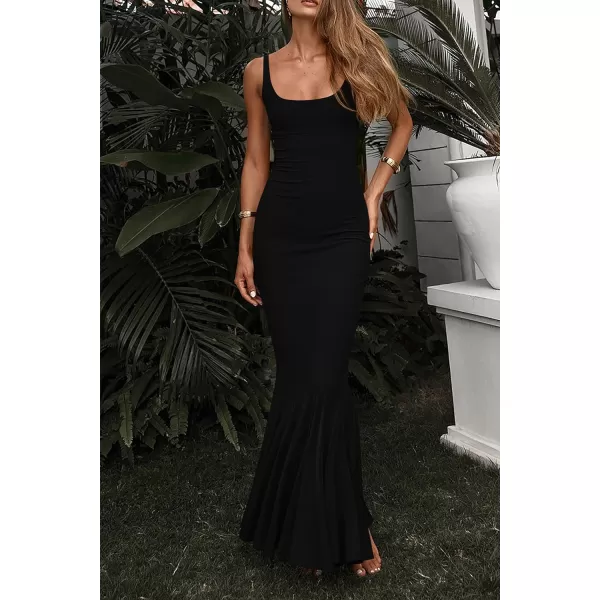 imagePRETTYGARDEN Womens Summer Bodycon Long Maxi Dress Sleeveless Scoop Neck Mermaid Formal Cocktail Party DressesBlack
