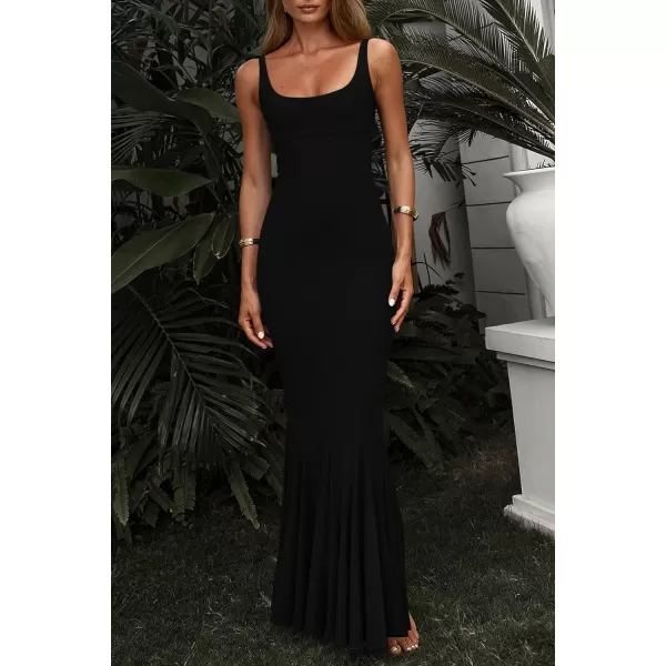 imagePRETTYGARDEN Womens Summer Bodycon Long Maxi Dress Sleeveless Scoop Neck Mermaid Formal Cocktail Party DressesBlack