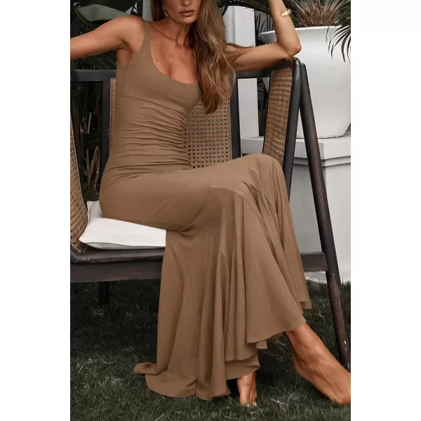 imagePRETTYGARDEN Womens Summer Bodycon Long Maxi Dress Sleeveless Scoop Neck Mermaid Formal Cocktail Party DressesCamel