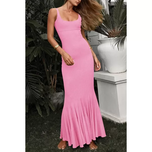imagePRETTYGARDEN Womens Summer Bodycon Long Maxi Dress Sleeveless Scoop Neck Mermaid Formal Cocktail Party DressesPink