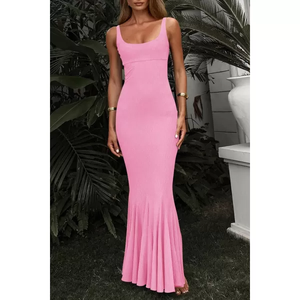 imagePRETTYGARDEN Womens Summer Bodycon Long Maxi Dress Sleeveless Scoop Neck Mermaid Formal Cocktail Party DressesPink