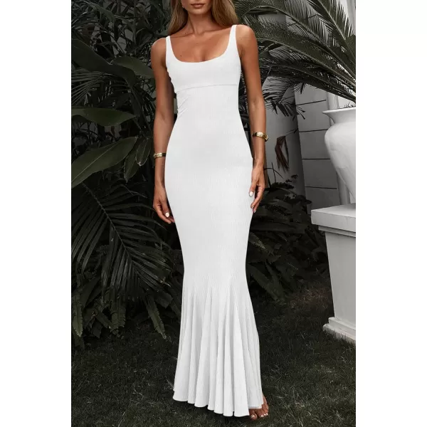 imagePRETTYGARDEN Womens Summer Bodycon Long Maxi Dress Sleeveless Scoop Neck Mermaid Formal Cocktail Party DressesWhite