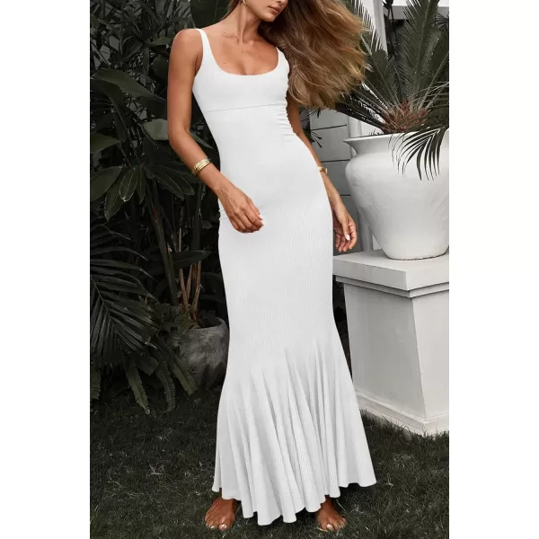 imagePRETTYGARDEN Womens Summer Bodycon Long Maxi Dress Sleeveless Scoop Neck Mermaid Formal Cocktail Party DressesWhite