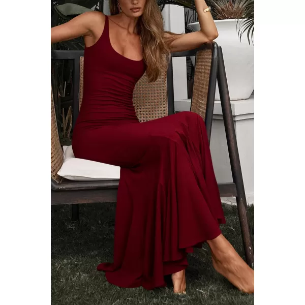 imagePRETTYGARDEN Womens Summer Bodycon Long Maxi Dress Sleeveless Scoop Neck Mermaid Formal Cocktail Party DressesWine Red