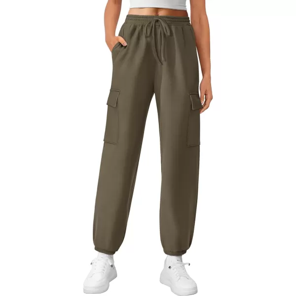 imagePRETTYGARDEN Womens Summer Cargo Sweatpants Casual Elastic High Waisted Lounge Jogger Pants with PocketsArmy Green