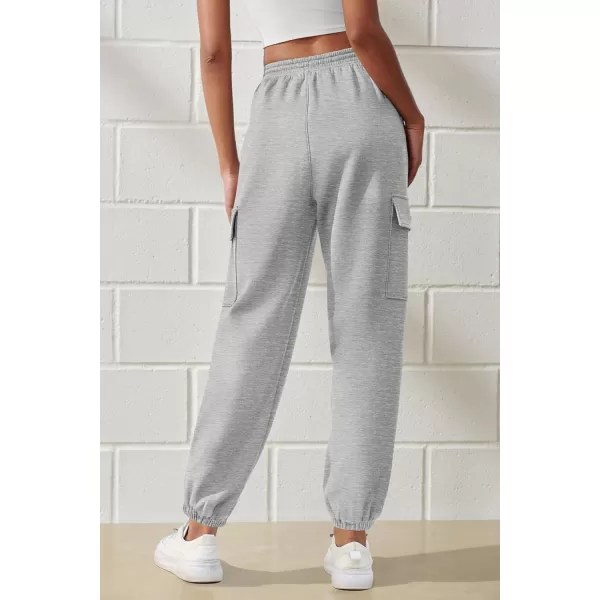 imagePRETTYGARDEN Womens Summer Cargo Sweatpants Casual Elastic High Waisted Lounge Jogger Pants with PocketsGrey