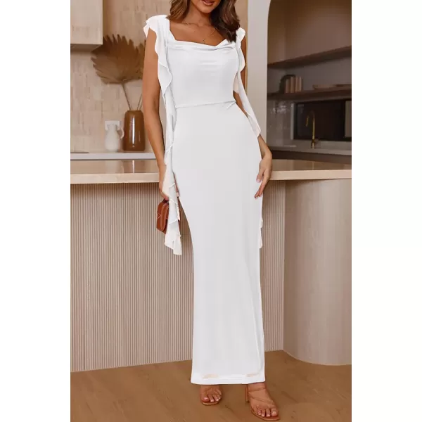 imagePRETTYGARDEN Womens Summer Long Formal Wedding Guest Dress Sleeveless Ruffle Cocktail Party Maxi Bodycon DressesWhite
