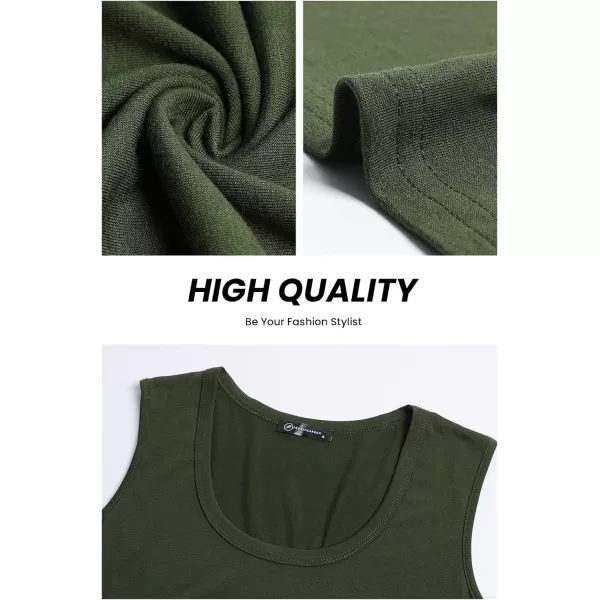 imagePRETTYGARDEN Womens Summer Sleeveless Tank Jumpsuits High Waist Low Cut Casual Scoop Neck Fit And Flare Long Pants RompersArmy Green