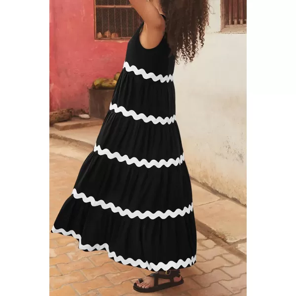imagePRETTYGARDEN Womens Summer Sundresses Sleeveless Scoop Neck Tiered Flowy Beach Vacation Party Long Tank Maxi DressBlack