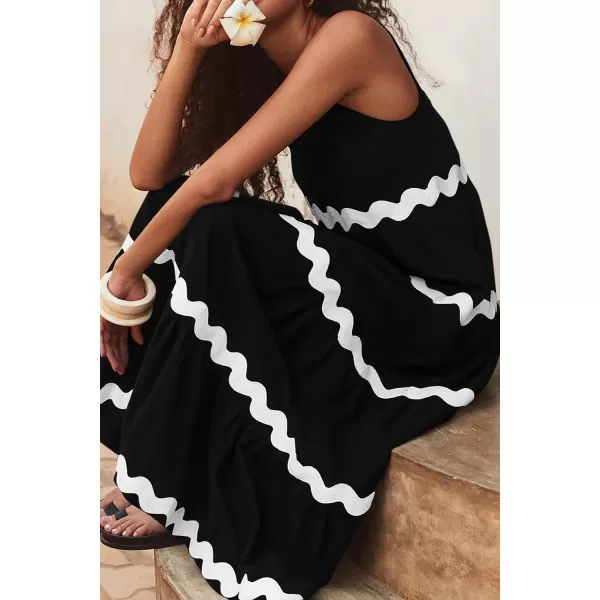 imagePRETTYGARDEN Womens Summer Sundresses Sleeveless Scoop Neck Tiered Flowy Beach Vacation Party Long Tank Maxi DressBlack