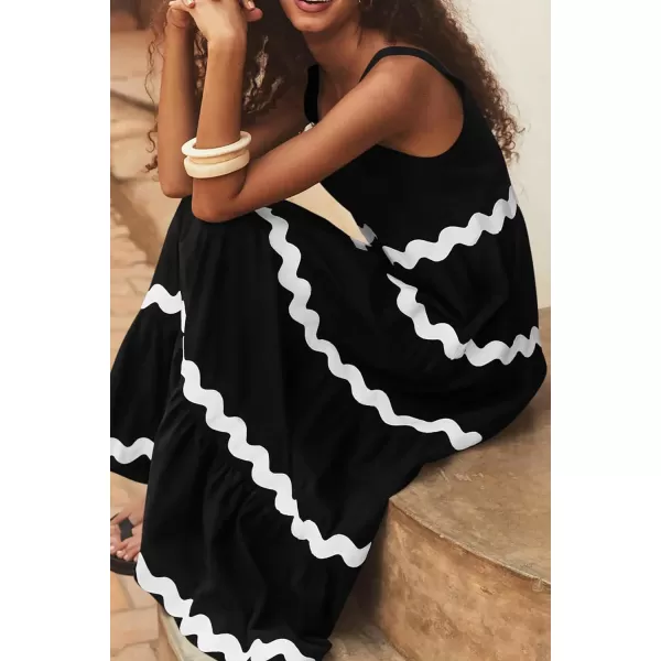 imagePRETTYGARDEN Womens Summer Sundresses Sleeveless Scoop Neck Tiered Flowy Beach Vacation Party Long Tank Maxi DressBlack