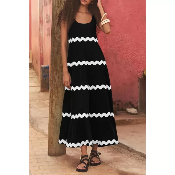imagePRETTYGARDEN Womens Summer Sundresses Sleeveless Scoop Neck Tiered Flowy Beach Vacation Party Long Tank Maxi DressBlack