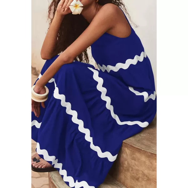 imagePRETTYGARDEN Womens Summer Sundresses Sleeveless Scoop Neck Tiered Flowy Beach Vacation Party Long Tank Maxi DressBlue