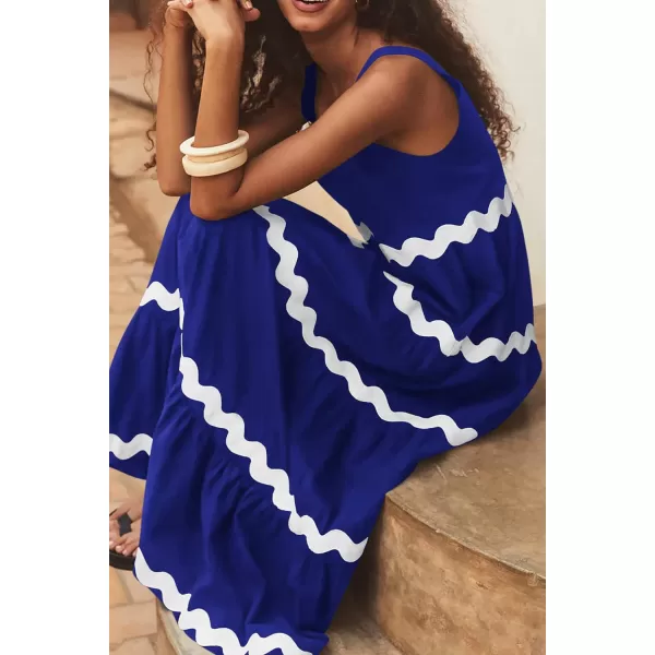 imagePRETTYGARDEN Womens Summer Sundresses Sleeveless Scoop Neck Tiered Flowy Beach Vacation Party Long Tank Maxi DressBlue